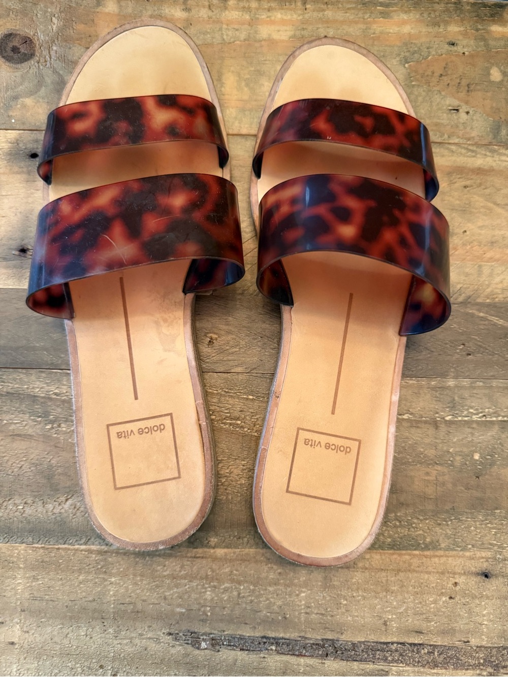Dolce Vita Tortoiseshell Double-Strap Slide Sandals